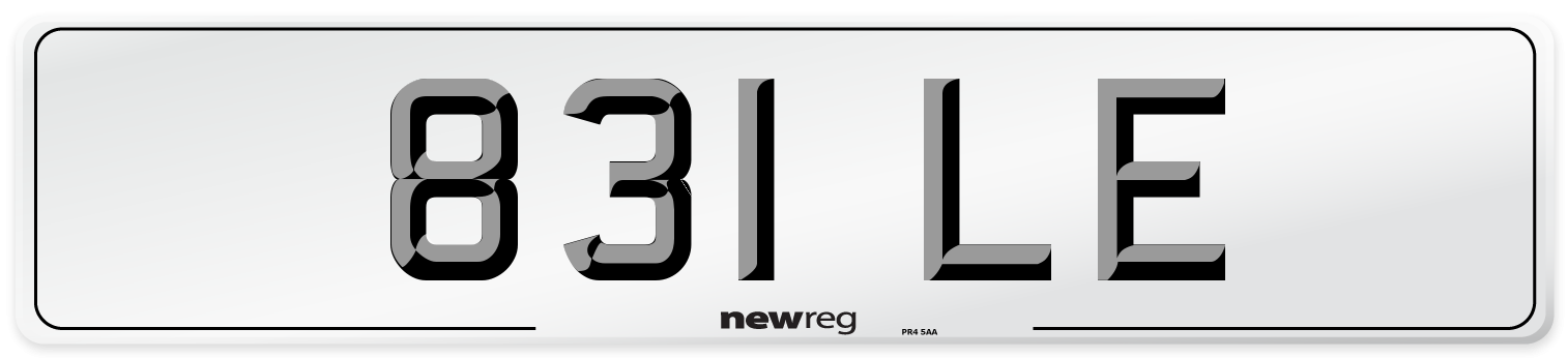 831 LE Number Plate from New Reg